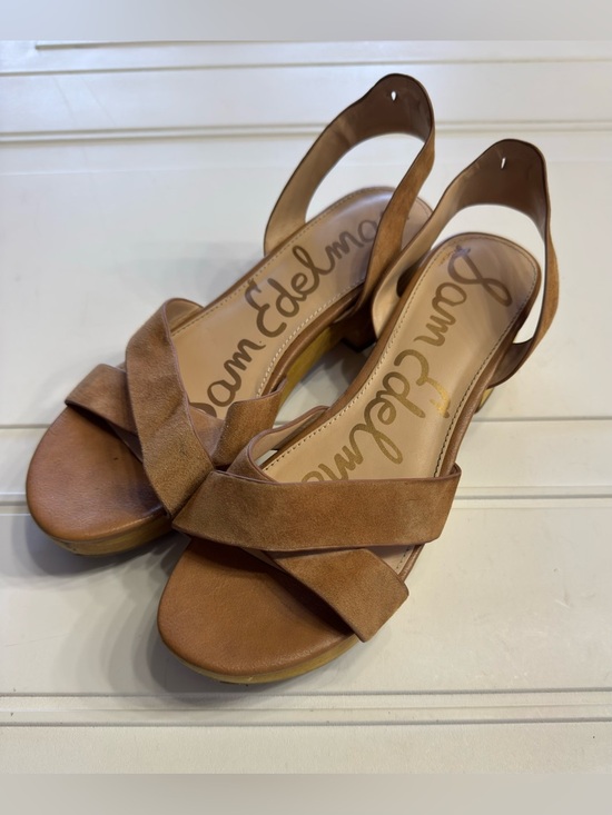 Sam Edelman Shoes - Sam Edelman Women’s Sz 8 Tan Yancy Wood Block Sandals (Scuffed Toes, See Photos)